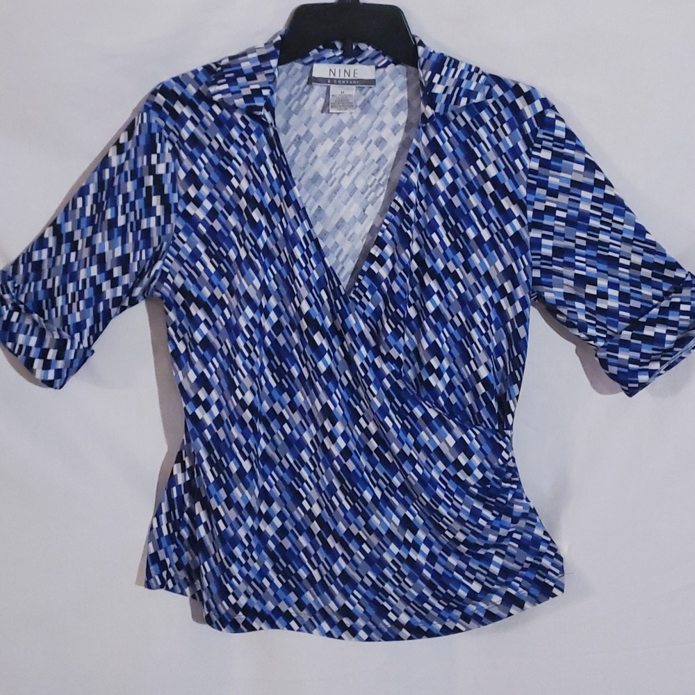 🆕️ Nine &Co Surplice Blue Shirt